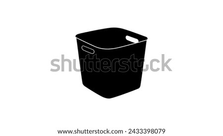 Cube Plastic Bin , black isolated silhouette