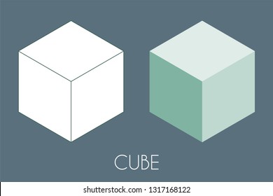 Cube Platonic solid. Sacred geometry 3d illustration