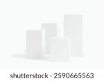 Cube podiums, white cubic blocks for stage platform or product display box. Cube podium boxes in realistic 3D for promotion stand or display
