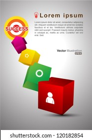 Cube polygon go to  success target with icons / can use for brochure / print advertising