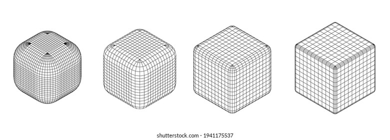 Würfel aus Polygonnetz, einzeln auf Weiß. Technologie, abstrakter Kunsthintergrund. Sammlung von minimalistischen geometrischen Design-Sci-Fi-Elemente. Vektorfuturistisches digitales Konzept.