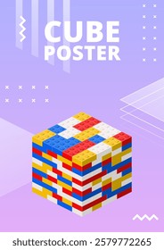 Cube poster for print and design. Vector