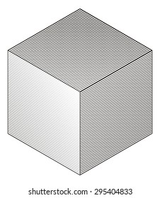 cube - primitive geometry. the volume of simulated shading thin lines.