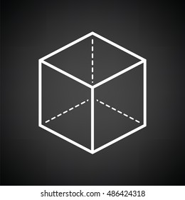 Cube with projection icon. Black background with white. Vector illustration.