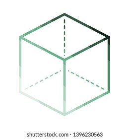 Cube With Projection Icon. Flat Color Ladder Design. Vector Illustration.