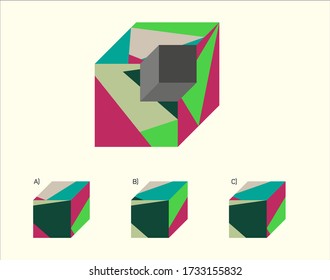 Cube puzzle, Find the missing part in the figure