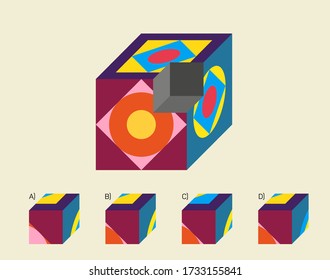 Cube puzzle, Find the missing part in the figure