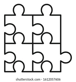 Cube puzzle icon. Outline cube puzzle vector icon for web design isolated on white background