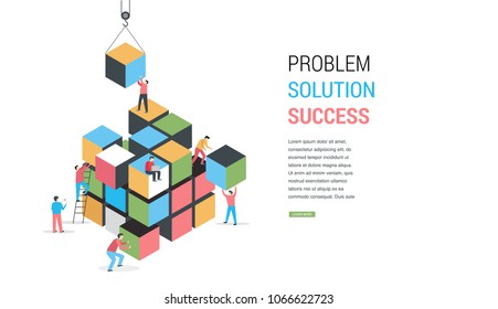 Cube Puzzle Solution Solving Problem Concept banner, vector concept design - Shutterstock ID 1066622723