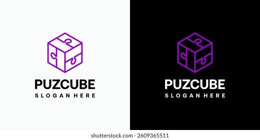 Cube puzzle vector logo design with modern, simple, clean and abstract style. Icon for business, education, gaming and personal branding.