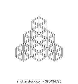 Cube pyramid icon, isometric 3d style