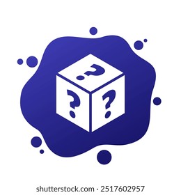 cubo com pontos de interrogação, caixa mistério ícone vetor