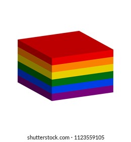 cube with rainbow colors in perspective on a white background