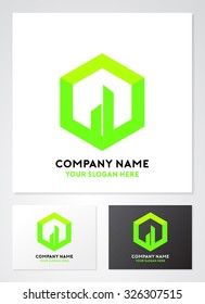 Cube real estate abstract vector logo template