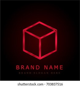 Cube red chromium metallic logo