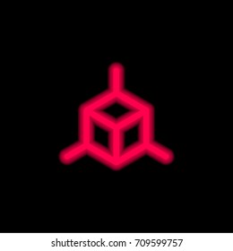 Cube red glowing neon ui ux icon. Glowing sign logo vector