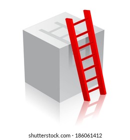 Cube with red ladders, concept success 