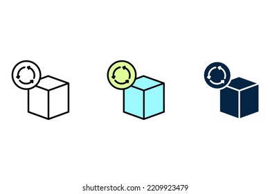 Cube with rotate arrow line icon. Simple element illustration. Cube with rotate arrow concept outline symbol design.