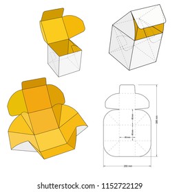 Cube self assembly and Die-cut Pattern. The .eps file is full scale and fully functional. Prepared for real cardboard production.