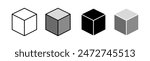 Cube Set Icons. Simple Icon Shape. Linear, silhouette and flat style. Vector icons.