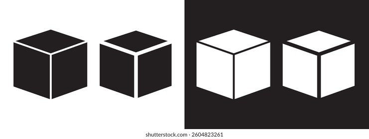Cube Set Icons. Simple Icon Shape. Linear, silhouette and flat style. Vector icons. EPS10