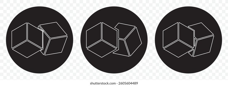 Cube Set Icons. Simple Icon Shape. Linear, silhouette and flat style. Vector icons on transparent Back ground. Eps 10.