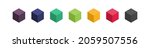 Cube set isolated colored vector icon. 3D box in different styles. Black block symbol for web and app design