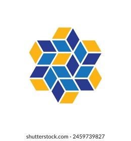 Cube set isolated vector icon. 3D box in Hexagon. Hexagon symbol for web and app design. Cube Perspective Circural Logo.