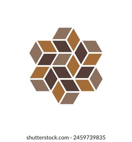 Cube set isolated vector icon. 3D box in Hexagon. Hexagon symbol for web and app design. Cube Perspective Circural Logo.