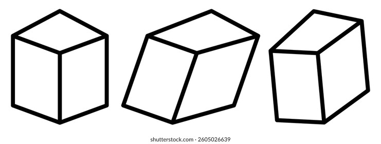 Cube set isolated vector icon. Black block symbol for web and app design. Minimalist style icon abstract cube.  Modern geometry cubics isolated. Abstract concept cube icon. Vector illustrator