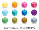 Cube. Set of vector cubes. Platonic solid. Vector illustration. 