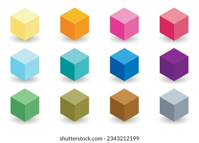 Cube. Set of vector cubes. Platonic solid. Vector illustration. 