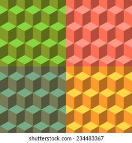 Cube set of vector seamless backgrounds in color 