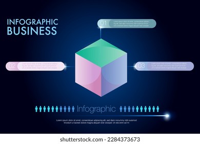 Cube shape Infographic template for business. isometric infographic  3 option and people icon  for business data diagram project presentation