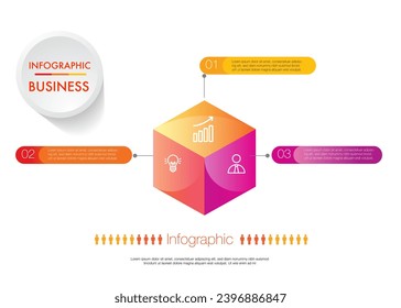Cube shape Infographic template for business. isometric infographic 3 option and people icon for business data diagram project presentation	