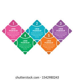 cube shaped infographic template. informative template with five step colorful cubes. business infographic template