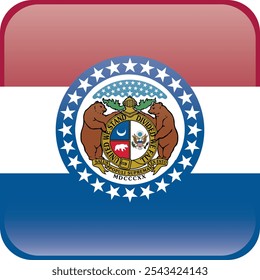 Cube shaped printable vector flag of the United States of America federal state of MISSOURI