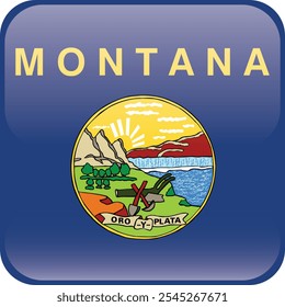 Würfelförmige bedruckbare Vektorflagge des Bundesstaates MONTANA der Vereinigten Staaten von Amerika