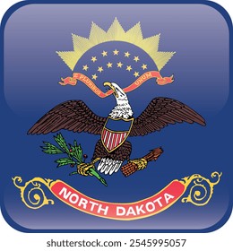 Cube shaped printable vector flag of the United States of America federal state of NORTH DAKOTA