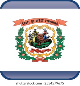 Cube shaped printable vector flag of the United States of America federal state of WEST VIRGINIA