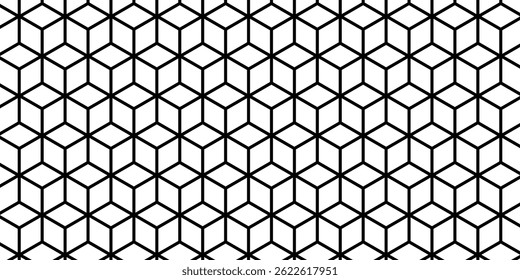 Cube shapes pattern. Repeated squares in 3d projection. Tile floor mosaic texture. Minimalistic abstract geometric print. Wallpaper with optical illusion. Vector graphic illustration.
