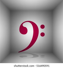 Cube sign illustration. Bordo icon with shadow in the room.