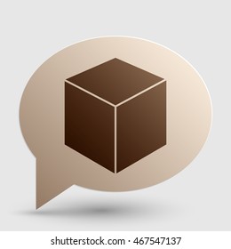 Cube sign illustration. Brown gradient icon on bubble with shadow.