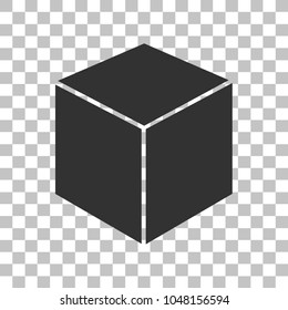 Cube sign illustration. Dark gray icon on transparent background