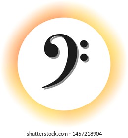 Cube sign illustration. Dark icon with shadow on the glowing circle button. Illustration.