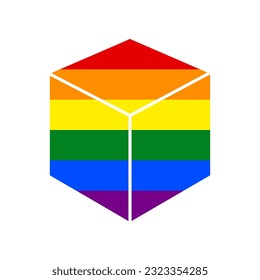 Cube sign illustration. Rainbow gay LGBT rights colored Icon at white Background. Illustration.