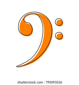 Cube sign illustration. Vector. Black line icon with shifted flat orange filled icon on white background. Isolated.