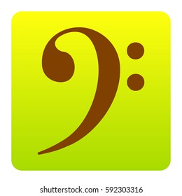 Cube sign illustration. Vector. Brown icon at green-yellow gradient square with rounded corners on white background. Isolated.