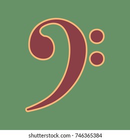 Cube sign illustration. Vector. Cordovan icon and mellow apricot halo with light khaki filled space at russian green background.