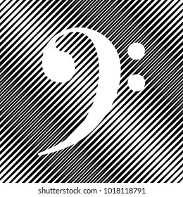 Cube sign illustration. Vector. Icon. Hole in moire background.